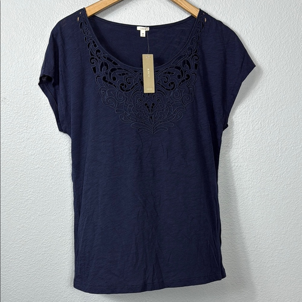 NWT J. Crew‎ Navy Blue Embroidered Women's Top